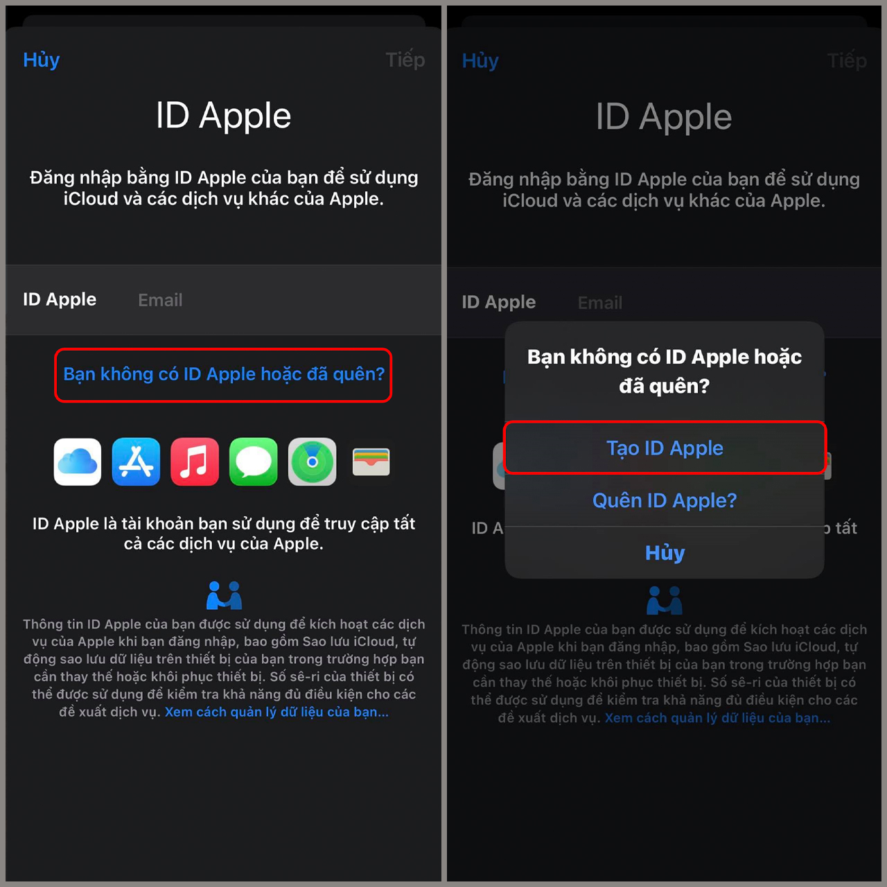 Cách tạo iCloud/Apple ID trên iPhone, iPad bước 2